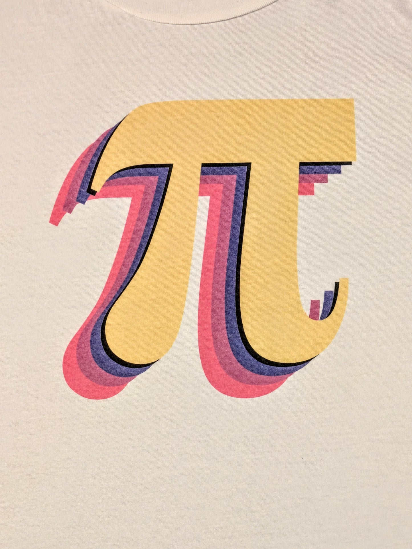 Golden Pi symbol with a blue purple and pink dropshadow