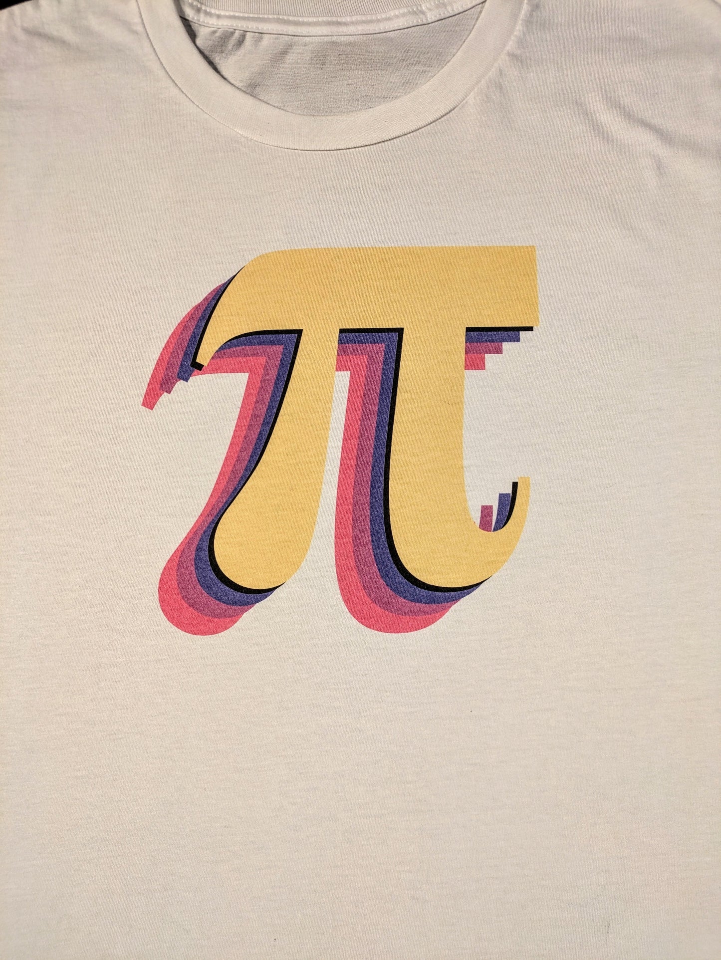 Golden Pi symbol featuring a prideful blue purple and pink shadow